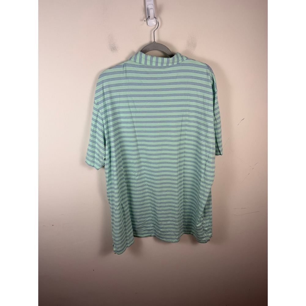 Peter Millar Mens Seaside Wash Pocket Polo Shirt XXL Green Blue Stripe MS19K74P - Picture 3 of 6